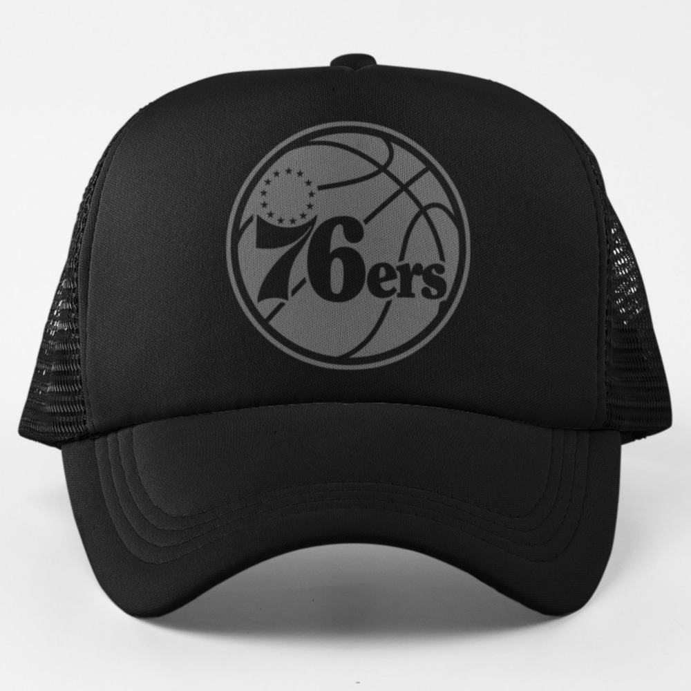 NEW Philadelphia 76ers Tonal Foam Trucker Mesh Snapback Hat BLACKOUT